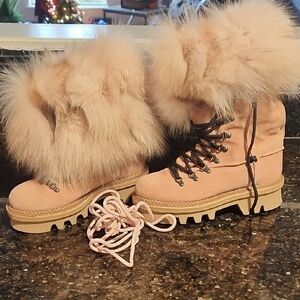 Cozy Fur-Trimmed Lace-Up Boots